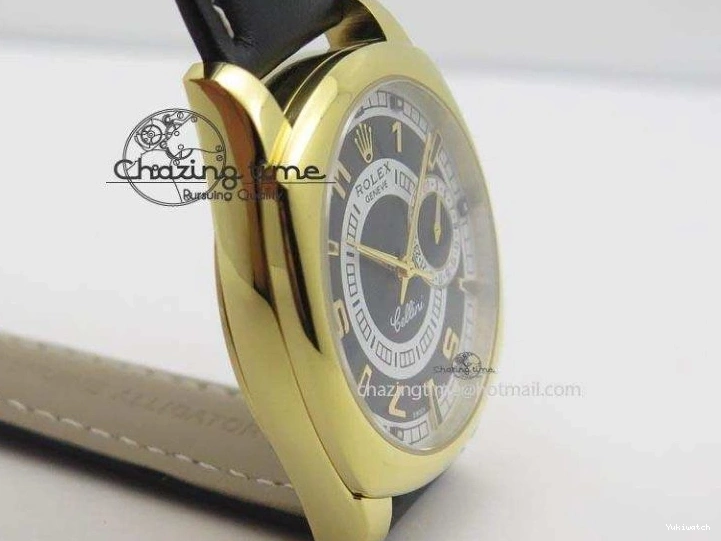 On Strap Black And Dial Numeral Date Leather A2824 Markers YG Cellini Brown Stick 0731